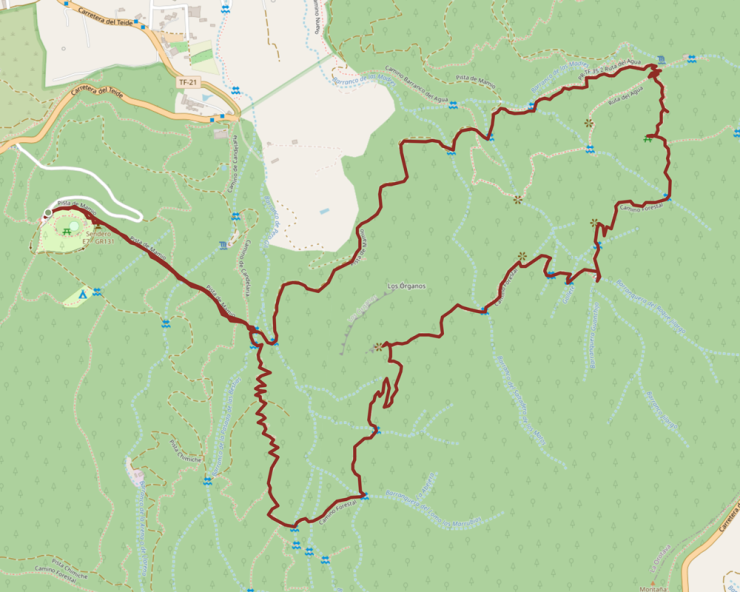 Karte zum Organos-Höhenwanderweg über Ruta del Agua